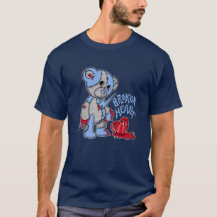 T-shirt Coeur cassé Teddy Ours Graphique Match Bleu 4 Sne