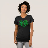 T-shirt Coeur Celtique Parties scintillant verte (Devant entier)