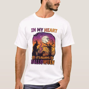 T-shirt Coeur C'est toujours Halloween Sorcière Chaudron A