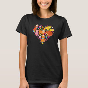 T-shirt Coeur Chat Père Noël Bonbons Ornements Noël Chat