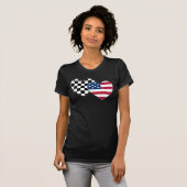 T-shirt Coeur checkered de drapeau des Etats-Unis de (Devant entier)