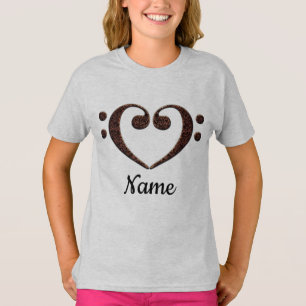 T-shirt Coeur Clé Cuivre Double Basse Customisé