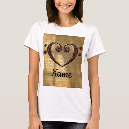 T-shirt Coeur Clé Cuivre Double Basse Customisé (Devant)