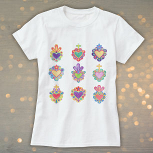 T-shirt coeur, COEURS SACRÉS clipart, WATERCOLOR, mexique