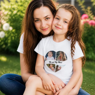 T-Shirt Cœur Collage Photo Personnalisé Filles   D