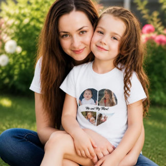 T-Shirt Cœur Collage Photo Personnalisé Filles | D
