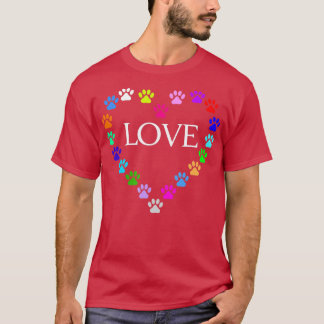 T-shirt Coeur coloré mignon J'aime mon chat Chien Animal P