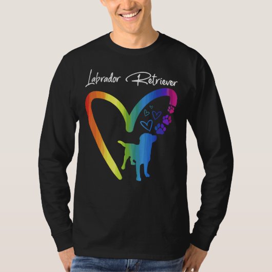 T-shirt Coeur coloré mignon Labrador Retriever Chien (Devant)