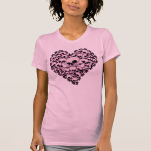 T-shirt Coeur crâne rose