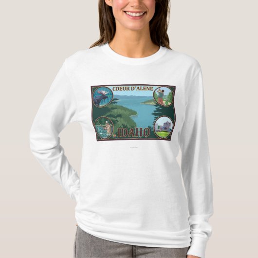 T-shirt Coeur D'Alene, affiche de voyage d'IdahoScenic (Devant)