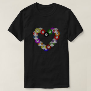 T-shirt Coeur d'amant de joueur de piscine de boules de