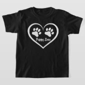 T-shirt Coeur d'amour chiot avec des empreintes de pattes (Poser)