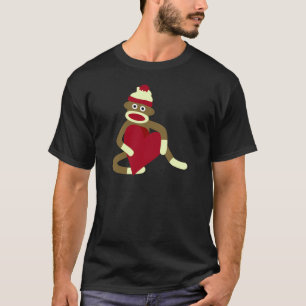 T-shirt Coeur d'amour de singe de chaussette