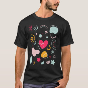 T-shirt Coeur d'amour rouge avec des formes organiques col