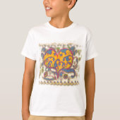 T-shirt Coeur d'art populaire avec feuilles et fleurs (Devant)