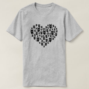T-shirt Coeur de chats noirs Amoureux de les chats
