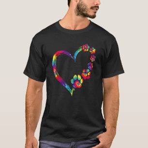 T-shirt Coeur de chien avec Paw Dog Paw dans le coeur