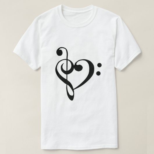 T-shirt Coeur de clef basse et de clef triple (Design devant)