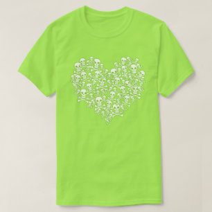 T-Shirt Cœur de Crâne Contour Vert