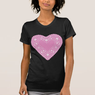 T-shirt Coeur de dentelle rose