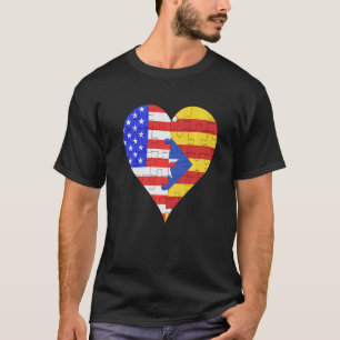 T-shirt Cœur de drapeau catalan américain