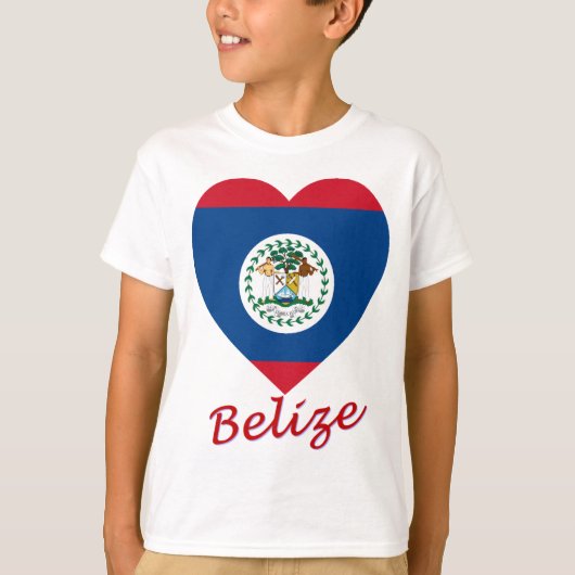 T-shirt Coeur de drapeau de Belize (Devant)