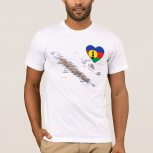 T-shirt Coeur de drapeau de la Nouvelle-Calédonie et