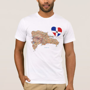 T-shirt Coeur de drapeau de la République Dominicaine et