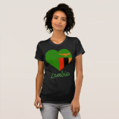 T-shirt Coeur de drapeau de la Zambie (Devant entier)