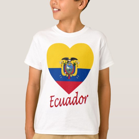 T-shirt Coeur de drapeau de l'Equateur (Devant)