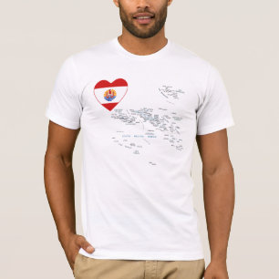 T-shirt Coeur de drapeau de Polynésie française et T-shi