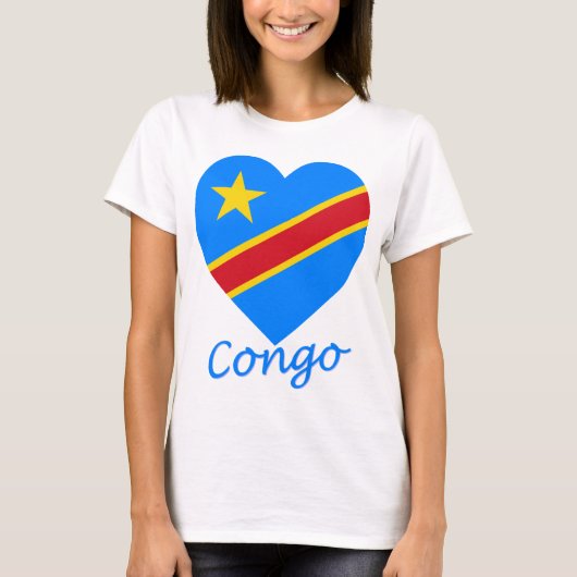 T-shirt Coeur de drapeau de République Democratic du Congo (Devant)