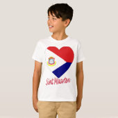 T-shirt Coeur de drapeau de Sint Maarten (Devant entier)