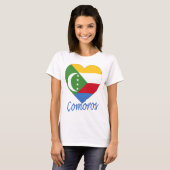 T-shirt Coeur de drapeau des Comores (Devant entier)