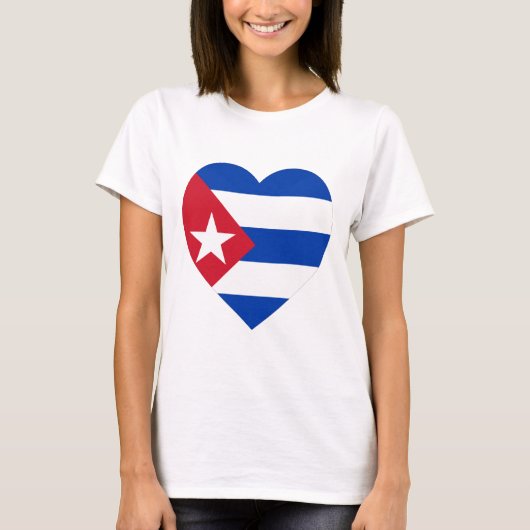 T-shirt Coeur de drapeau du Cuba (Devant)