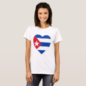 T-shirt Coeur de drapeau du Cuba (Devant entier)