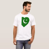 T-shirt Coeur de drapeau du Pakistan (Devant entier)