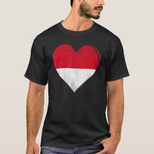 T-shirt Cœur de drapeau vintage de Monaco