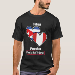 T-shirt Coeur de drapeaux cubain péruvien Qu'est-ce qu'on