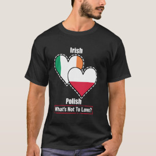 T-shirt Coeur de drapeaux polonais irlandais Qu'est-ce qu'