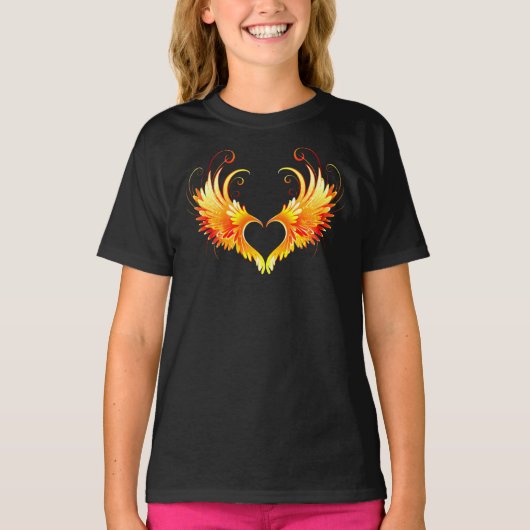 T-shirt Coeur de feu ange avec ailes (Devant)