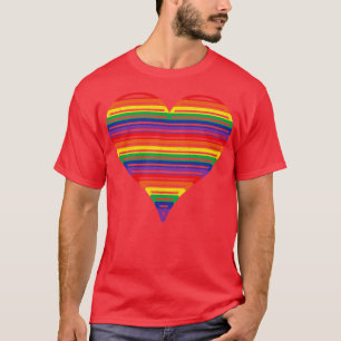 T-shirt Cœur de fierté arc-en-ciel rétro vintage