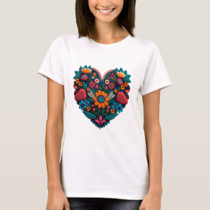 T-shirt Coeur de fleurs inspiré par l'Ukraine