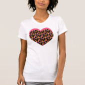 T-shirt Cœur de guépard rose noir (Devant)