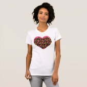 T-shirt Cœur de guépard rose noir (Devant entier)