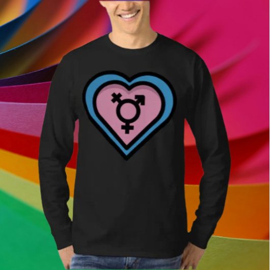 T-shirt Coeur de la Trans Pride longue chemise à manches