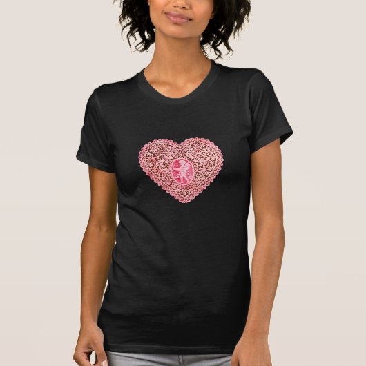 T-shirt COEUR DE LAMPE CUPIDE, Rouge Rose (Devant)