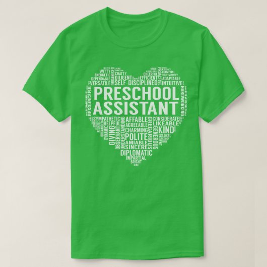 T-shirt Coeur de l'assistant préscolaire (Design devant)