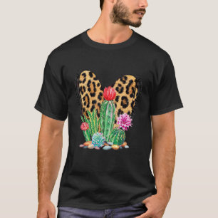 T-shirt Cœur de léopard derrière impression de cactus pour