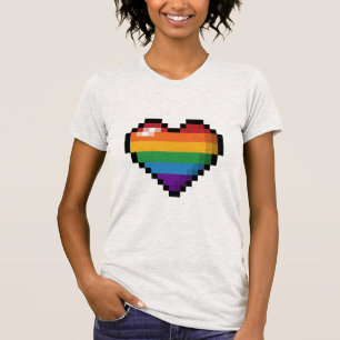 T-shirt Coeur de pixel arc-en-ciel